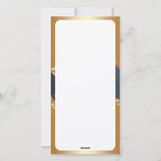 Motif de Noël of avec fond bleu Feestdagenkaart (Achterkant)