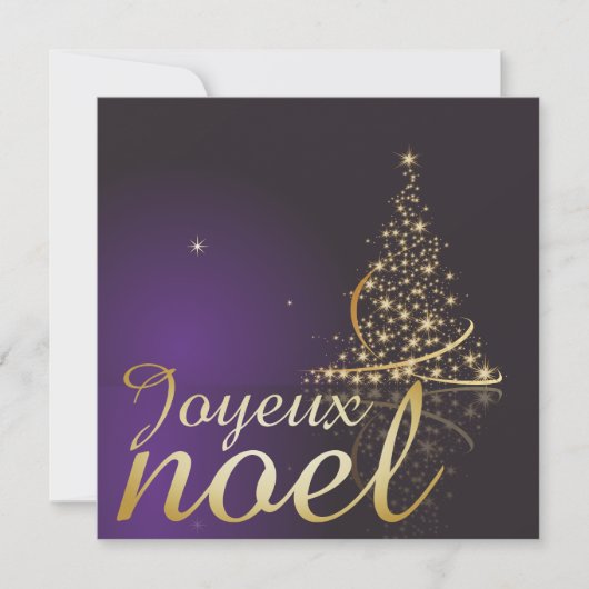 Motif de Noël pourpre avec arbre de Noël doré Kaart (Voorkant)
