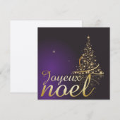 Motif de Noël pourpre avec arbre de Noël doré Kaart (Voorkant / Achterkant)
