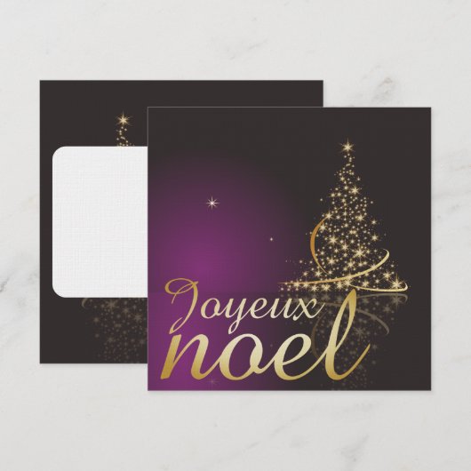 Motif de Noël pourpre avec arbre de Noël doré Kaart (Voorkant / Achterkant)