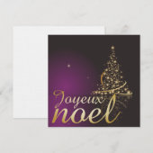 Motif de Noël pourpre avec arbre de Noël doré Kaart (Voorkant / Achterkant)