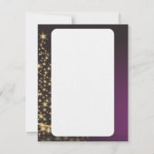 Motif de Noël pourpre avec arbre de Noël doré Kaart (Achterkant)