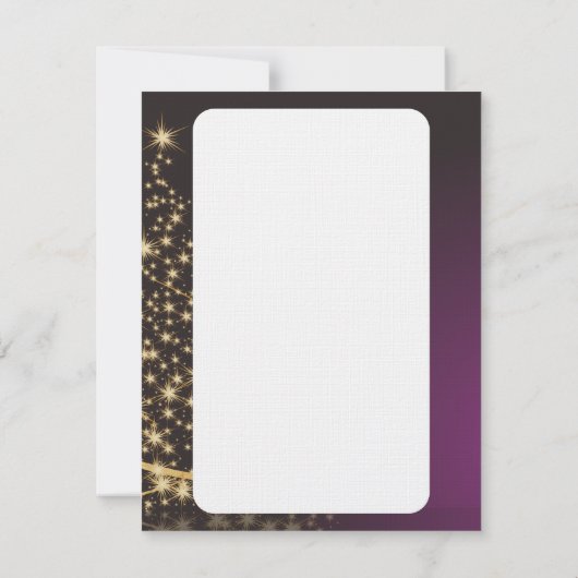 Motif de Noël pourpre avec arbre de Noël doré Kaart (Achterkant)