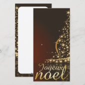 Motif de Noël rouge avec arbre de Noël doré Feestdagenkaart (Voorkant / Achterkant)