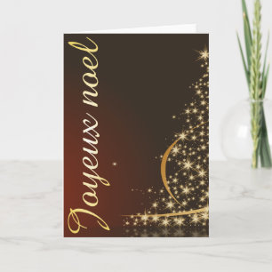 Motif de Noël rouge avec arbre de Noël doré Kaart