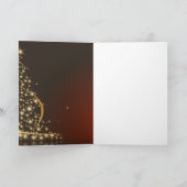 Motif de Noël rouge avec arbre de Noël doré Kaart (Binnen)