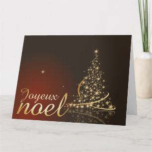 Motif de Noël rouge avec arbre de Noël doré Kaart