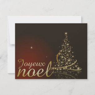Motif de Noël rouge avec arbre de Noël doré Kaart