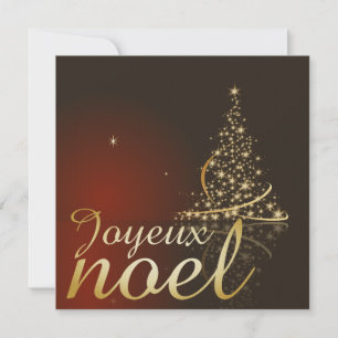 Motif de Noël rouge avec arbre de Noël doré Kaart