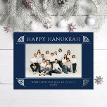 Motif Hanukkah foto Navy Folie Feestdagenkaart<br><div class="desc">motieven in echte folie; kies uit goud,  zilver of roos goud; achtergrondkleur is ook bewerkbaar</div>