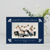   Motif Hanukkah foto Navy Folie Feestdagenkaart (Staand Voorkant)