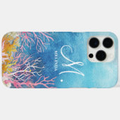 Motif-monogram van modern blauw Zee Case-Mate iPhone Case (Achterkant (horizontaal))