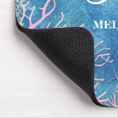 Motif-monogram van modern blauw Zee Muismat (Hoek)