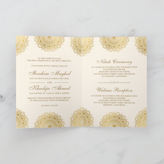 Motif-moslimbruiloft van Cream en Gold Asian (Binnen)