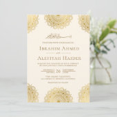 Motif-moslimbruiloft van Cream en Gold Asian Kaart (Staand voorkant)