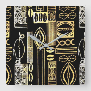 Motif Mud Cloth Print Vierkante Klok