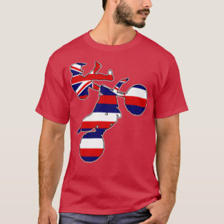 Motifiets met drijfmotor onder de vlag van Hawaii T-shirt