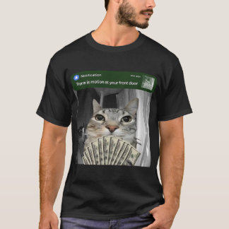 Motion Detected Front Door Cat Meme T-shirt