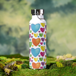 Motiv mit bunten Herzen mit plastischer Wirkung Waterfles