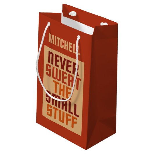 Motivatie aangepaste naam geschenktas klein cadeauzakje (Achterkant Gekanteld)