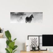 Motivatie Achievement Black White Horses Poster (Thuiskantoor)