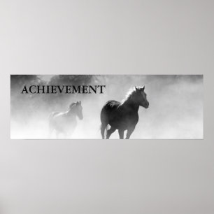 Motivatie Achievement Black White Horses Poster