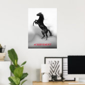 Motivatie Achievement Black White Rearing Horse Poster (Thuiskantoor)