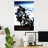 Motivatie Achievement Mountainer aan de top Poster (Thuiskantoor)