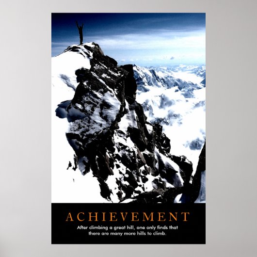Motivatie Achievement Mountainer aan de top Poster (Voorkant)