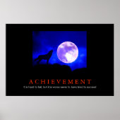 Motivatie Achievement Wolf Blue Moon Poster (Voorkant)
