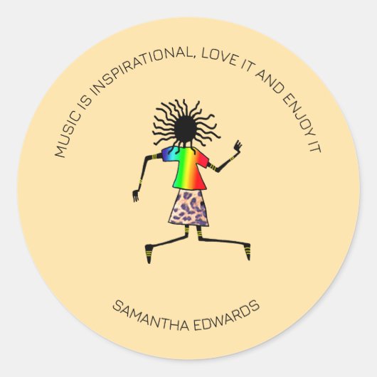 Motivatie, Afrikaanse kunst Geweldige Happy Dancer Ronde Sticker (Voorkant)