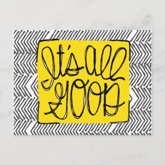 Motivatie Alles goed |Zwart-wit Briefkaart (Voorkant)