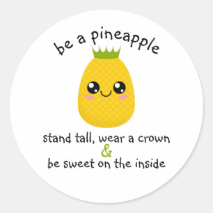 Motivatie ananas ronde sticker