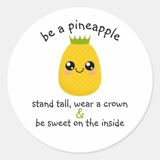 Motivatie ananas ronde sticker (Voorkant)