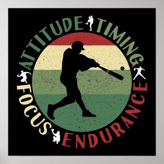 Motivatie baseball team waarden poster (Voorkant)