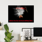 Motivatie basketbal geloof poster (Thuiskantoor)