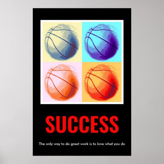 Motivatie Basketball Pop Art Poster (Voorkant)