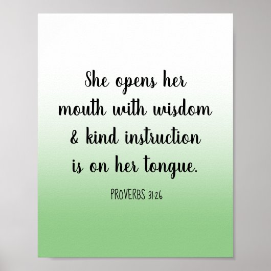 Motivatie Bijbelse Verse Sage Green Ombre Poster (Voorkant)