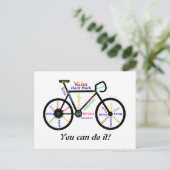 Motivatie bike, Cycle, Biking Je kunt het doen! Briefkaart (Staand voorkant)