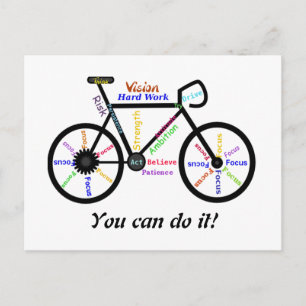 Motivatie bike, Cycle, Biking Je kunt het doen! Briefkaart