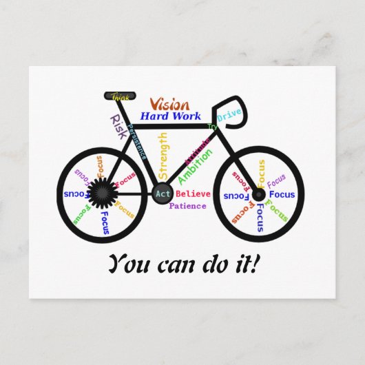 Motivatie bike, Cycle, Biking Je kunt het doen! Briefkaart (Voorkant)