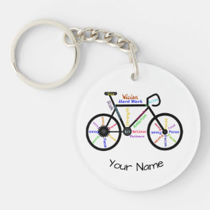 Motivatie bike, Cycle, Biking Sport Aangepaste naa Sleutelhanger