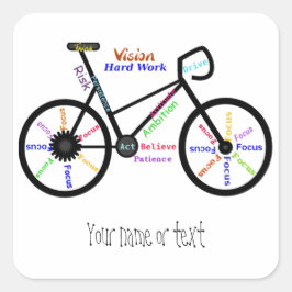 Motivatie bike, fiets, fietsen, sport, hobby vierkante sticker