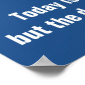 Motivatie blauw nooit opgeven poster (Hoek)