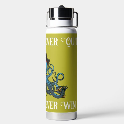 Motivatie blauwe inktvis Octopus Pirate Waterfles (Achterkant)