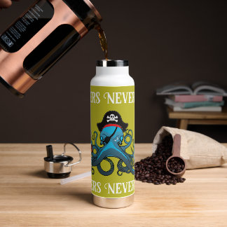 Motivatie blauwe inktvis Octopus Pirate Waterfles