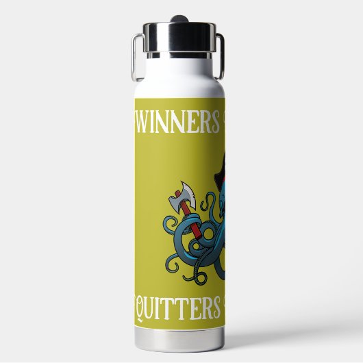 Motivatie blauwe inktvis Octopus Pirate Waterfles (Voorkant)