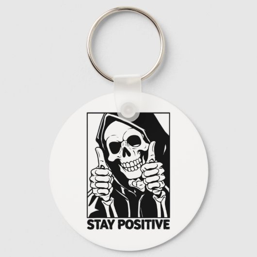 Motivatie Blijf Positief Skelet Grim Reaper HA Sleutelhanger (Voorkant)