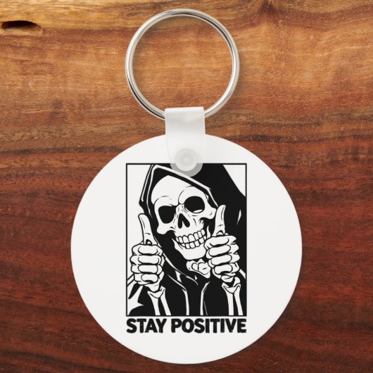 Motivatie Blijf Positief Skelet Grim Reaper HA Sleutelhanger (Voorkant)