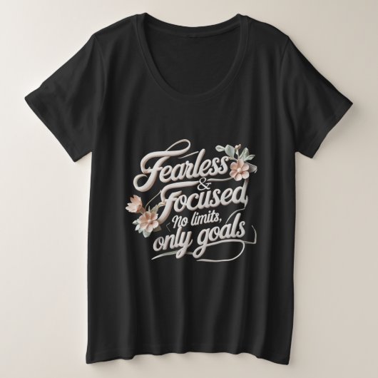 Motivatie bloemlezing in elegant 3D-script Grote Maat T-shirt (Design voorkant)